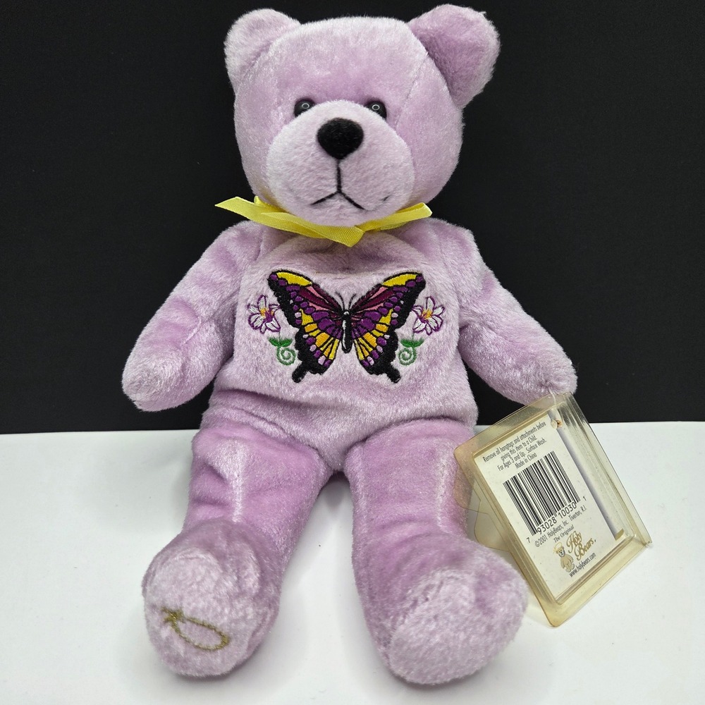 Holy Bears Eternity Plush Teddy Bear 2001 Purple Butterfly 9" Vintage Religious